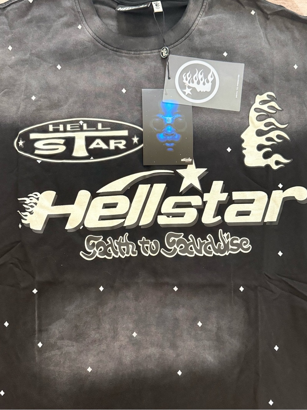 Hellstar Kids' Black Graphic Tee with Metallic Silver Printed